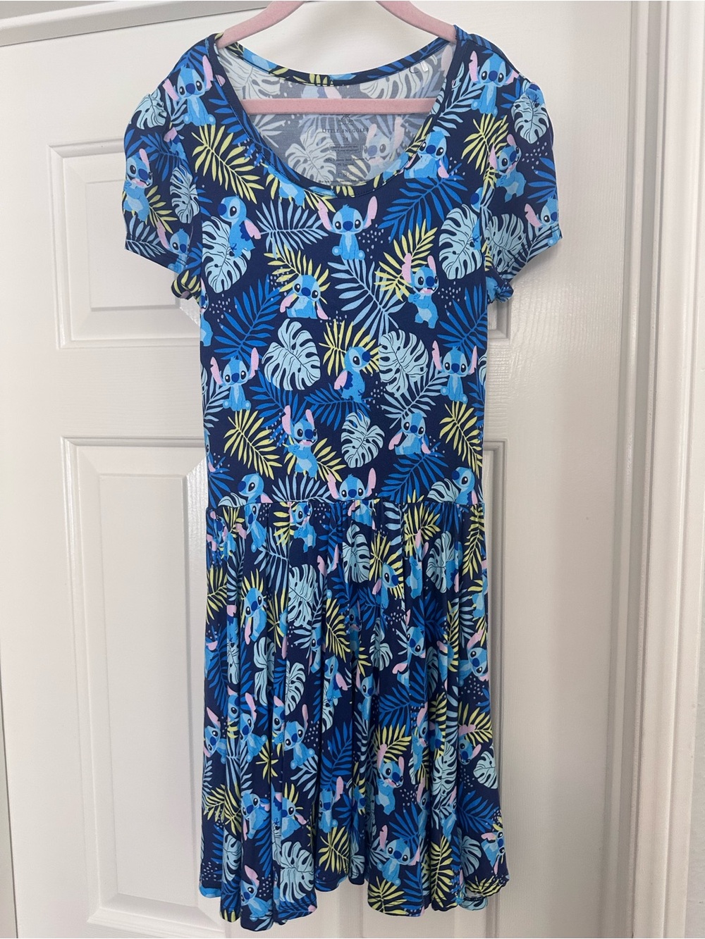Little Snuggles Disney’s “Stitch” Print: Short Sleeve Bamboo Twirl Dress